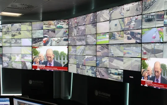 Screens in control room