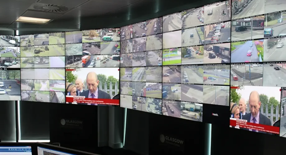 Screens in control room